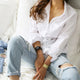S-3XL Spring One Pocket Women White Blouse Female Shirt Tops Long Sleeve Casual Turn-down Collar OL Style Women Loose Blouses
